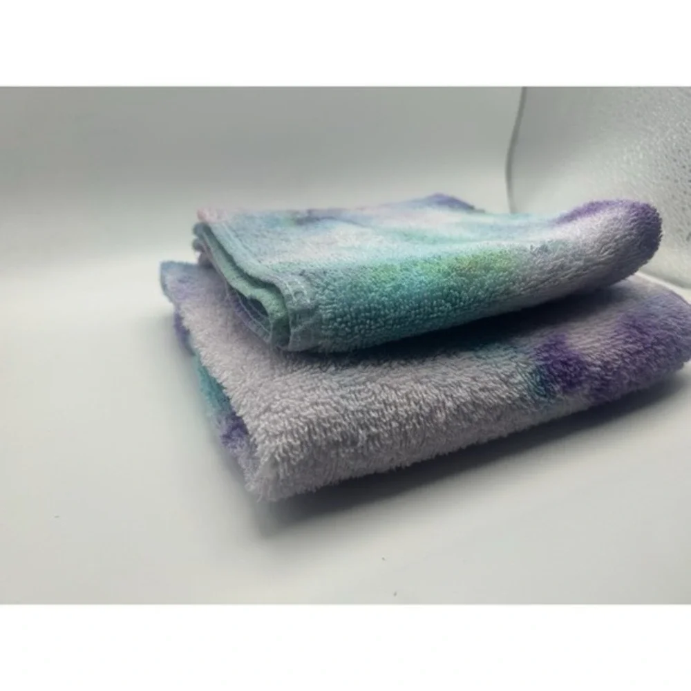 2-PC Hand Tie‎ Dye Upcycled Hand Towel & Wash Cloth